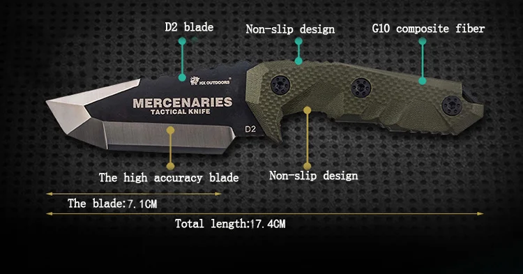 HX на открытом воздухе мини-наёмники D2 стальной нож с фиксированным лезвием G10 ручные уличные ножи с Kydex походный Охотничий Нож EDC