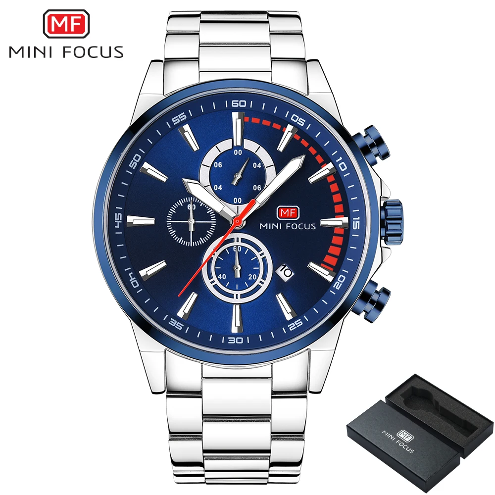 

MINI FOCUS Brand Luxury Men Chronograph Quartz Business Watches Men Stainless Steel Military Sports Wrist Watch Male Date Clock