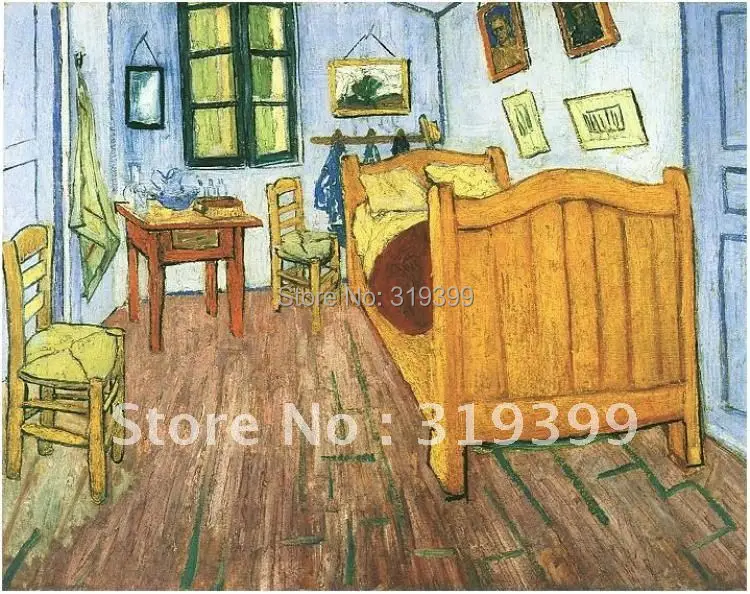 

Linen Canvas Oil Painting reproduction,Vincent's-Bedroom in Arles by vincent van Gogh,100%handmade,Free DHL Shipping