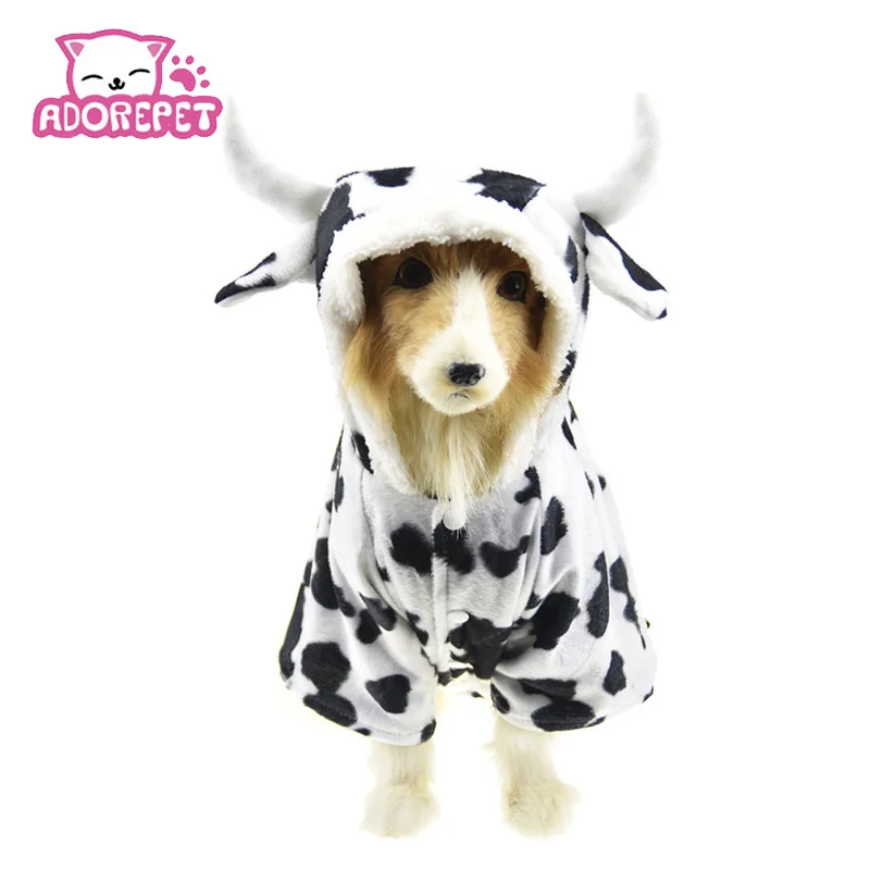 

Halloween Pet Dog Cow Costume Outfits Clothes For Large Big Dog Winter Warm Fleece Jacket Coat Hoodie Vest For Bulldog Bulldog