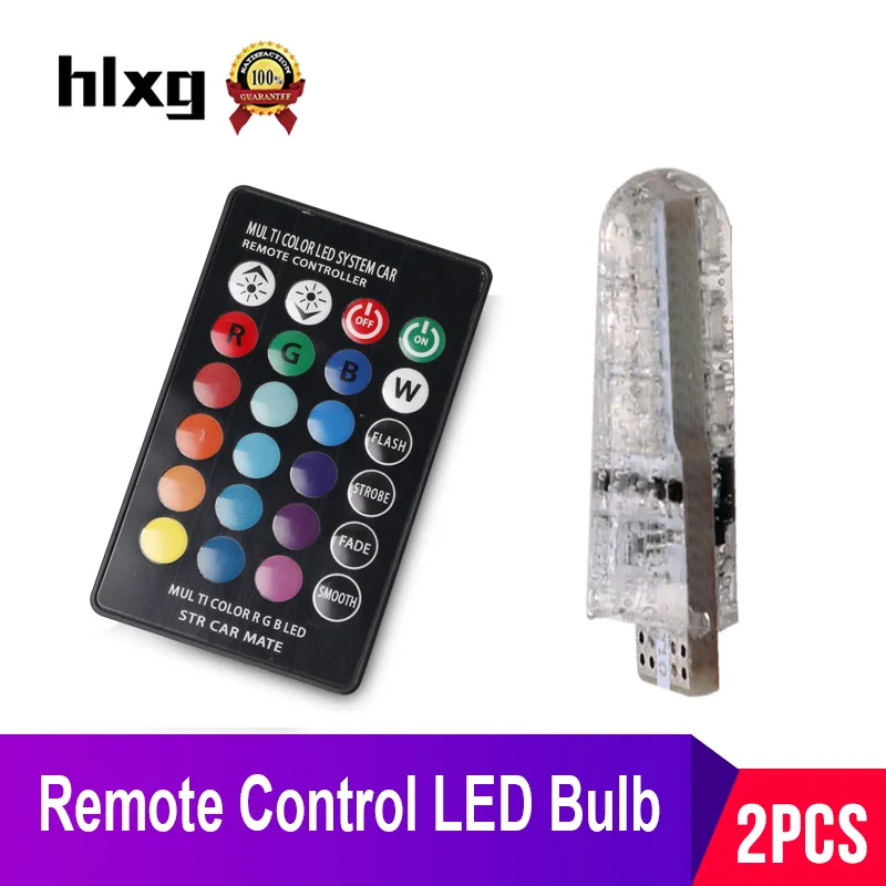 

hlxg 2pcsT10 W5W LED Car Lights LED Bulbs RGB Remote Control Strobe Led Lamp 5050 6smd Reading Light car styling 12V 194 168 501