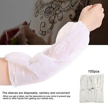 

100pcs Disposable Plastic Sterilization Tattoo Arm Sleeves Sleevelet Cover Protection For Tattoo Guns Body Makeup Long Gloves