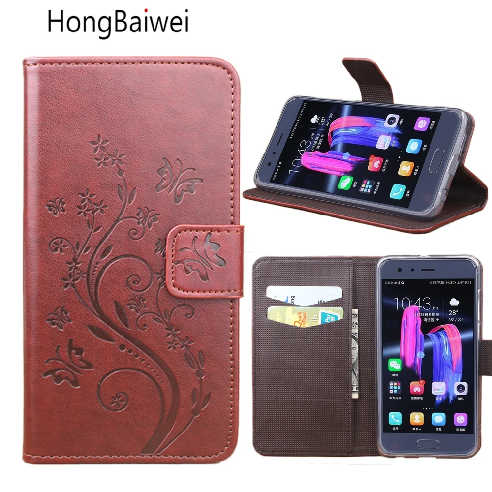 

HongBaiwei for 5.15 inch Huawei Honor 9 Cover Wallet Style Fashion Embossed Flip Leather Cover Case for Huawei Honor 9 Honor9