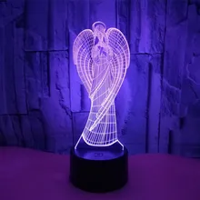 Colorful Touch Led Night Light 3d Illusion USB Atmosphere Table Lamp for Children Baby Kids Gift Bedside Bedroom Angel