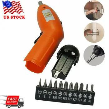 

6V Electric Battery Powered Cordless Screwdriver Drill Bit Tool with 11 Screws