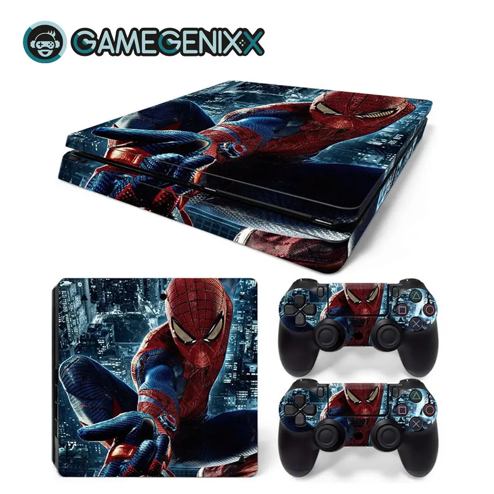 

GAMEGENIXX Skin Sticker Protective Decal Removable Cover for PS4 Slim Console and 2 Controllers - Spiderman