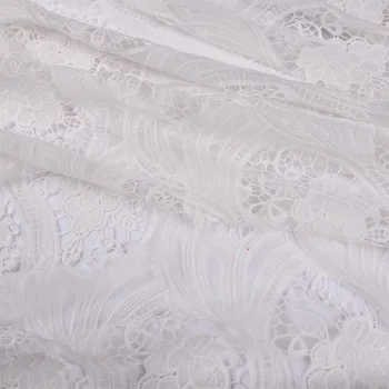 

Milk silk embroidered hollow wedding dress embroidery lace fabric white