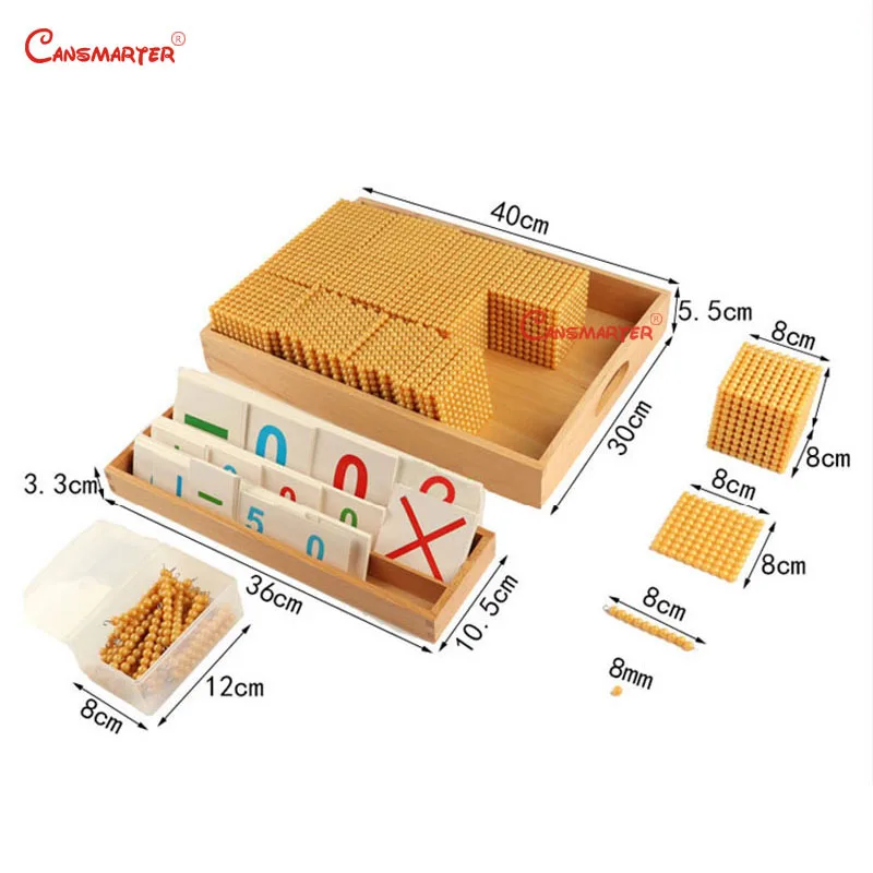 Faia de Madeira Brinquedos Educativos Contas Douradas Materiais Jogo Montessori Cálculo Número Contagem Brinquedo Pré-escolar 3-6 Anos 4 High Quality Brinquedos e hobbies