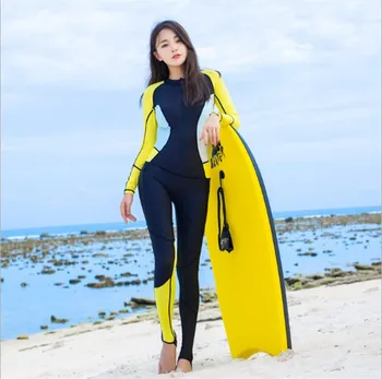 

Hisea 0.5mm lycra Summer thin diving suits women wetsuit lycra skin suit long sleeves surfing jumpsuits black yellow