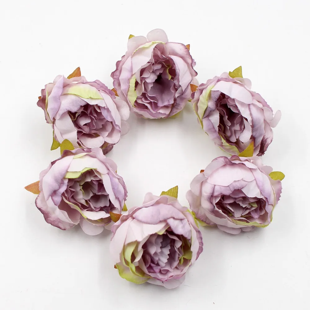 10 шт. 5 см Высокое качество Пион цветок голова шелк искусственный цветок свадебное украшение DIY гирлянда ремесло поддельные цветы - Цвет: Light purple