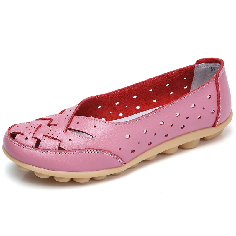 Women Shoes Spring Women Shoes Solid Color Flats Elegant Baotou Flats Genuine Leather For Ladies Plus Size