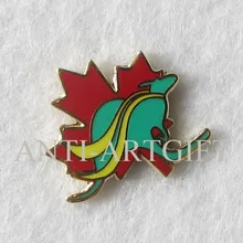 Пользовательский дизайн Жесткий эмалированный значок-булавка Австралийский кенгуру с красный кленовый лист