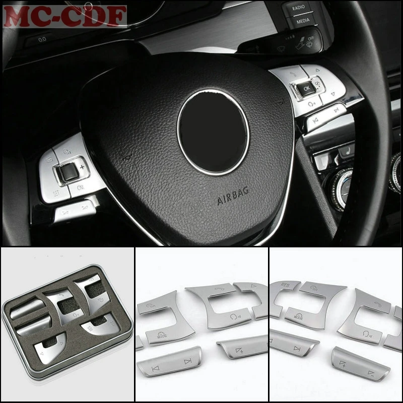 Car styling ABS steering wheel buttons Cover Trim sticker for VW GOLF 7