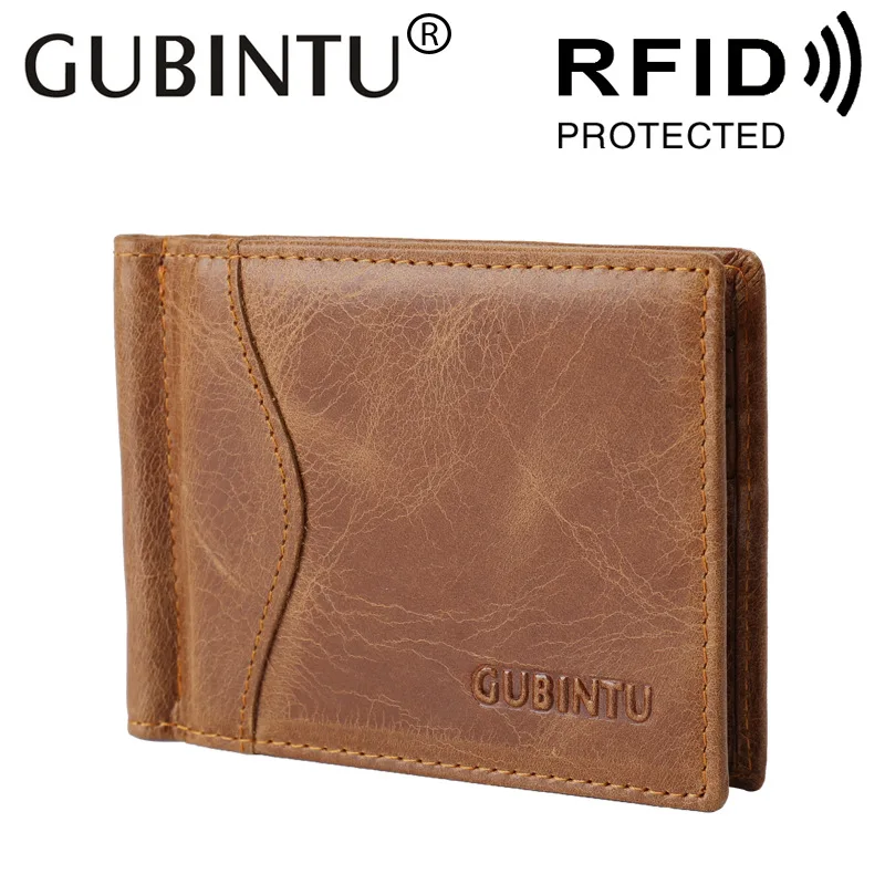 

RFID Blocking Bifold Slim Genuine Leather Thin Minimalist Front Pocket Wallets for Men Money Clip - Made From Full Grain Leather