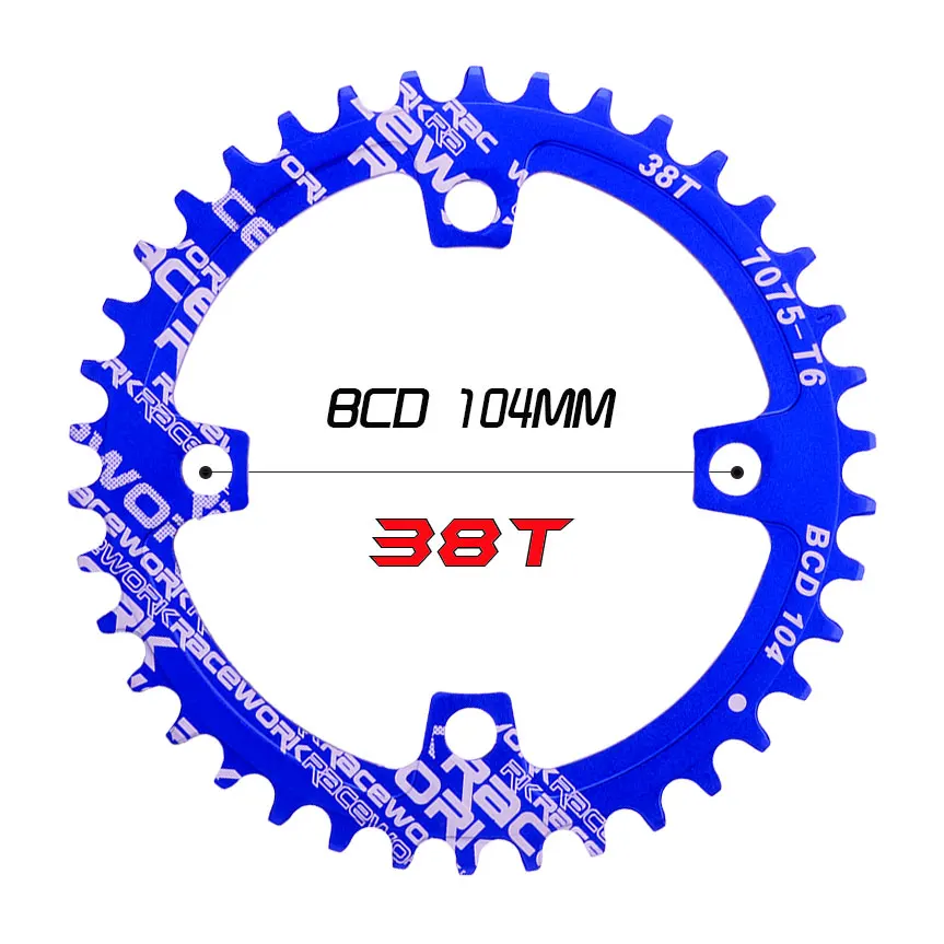 Einzigen geschwindigkeit система Breite kettenblatt 104 BCD RUNDE 32t 34t 36t 38t MTB 11 s 10 s 9 s 1*11 Kurbel Kettenblatt кольцо - Цвет: blue 38T round