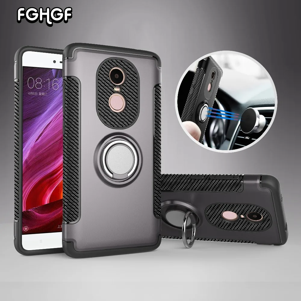 

FGHGF Xiami Case For Xiaomi Redmi Note 3 4 4X Coque Adsorbable Silicone Sofe Magnetic Ring Armor Back Cover Xiomi Car Holder