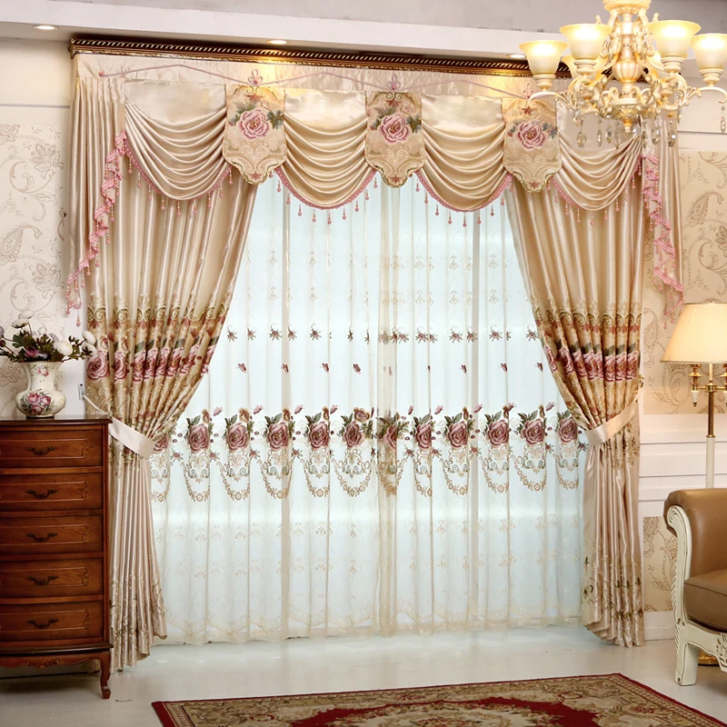 

European Pastoral Embroidery Korean Shade Curtains for Living Dining Room Bedroom.