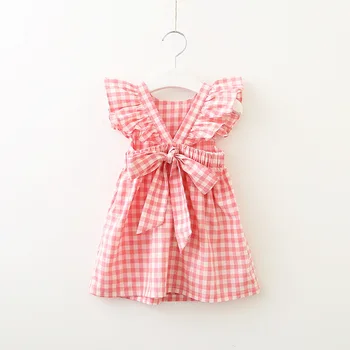

Kids Dresses For Girls 2019 Summer Plaid Baby Girl Clothes Ruffles Backless Children Dress Bow Vestido Infantil 1 2 3 4 5 6 Year