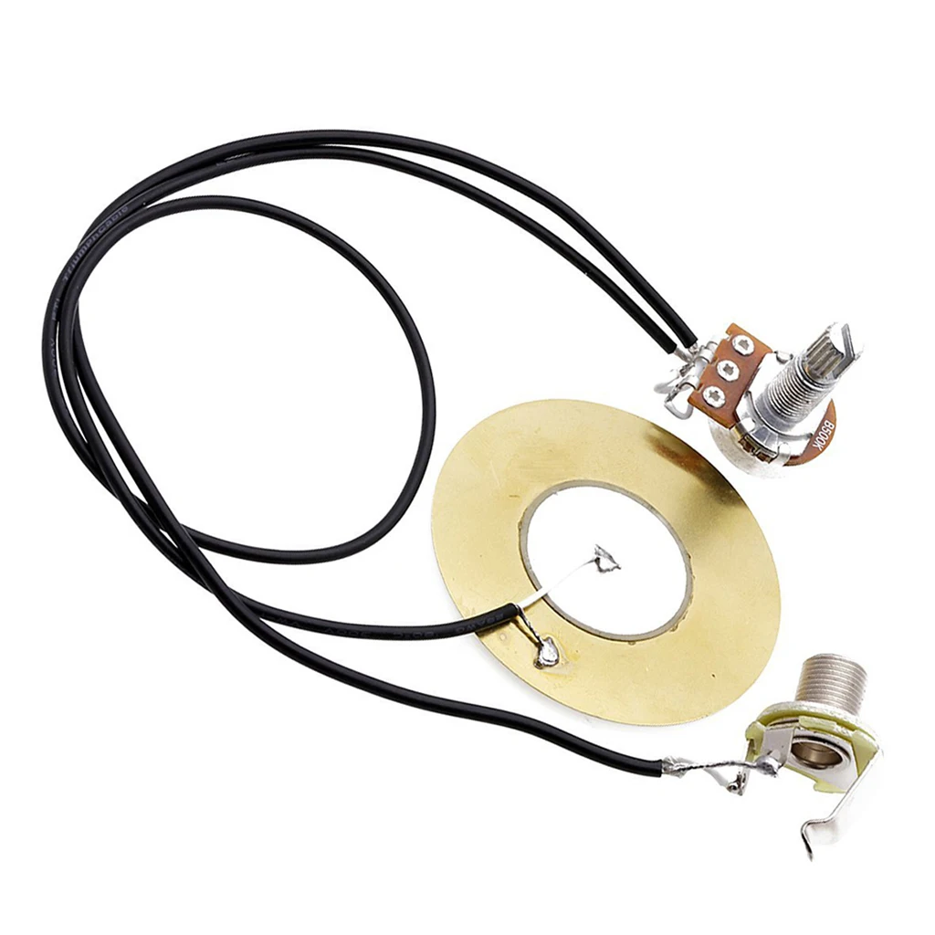 2pc 50mm Guitar Pickup Piezo Transducer Prewired Amplifier with Output Jack