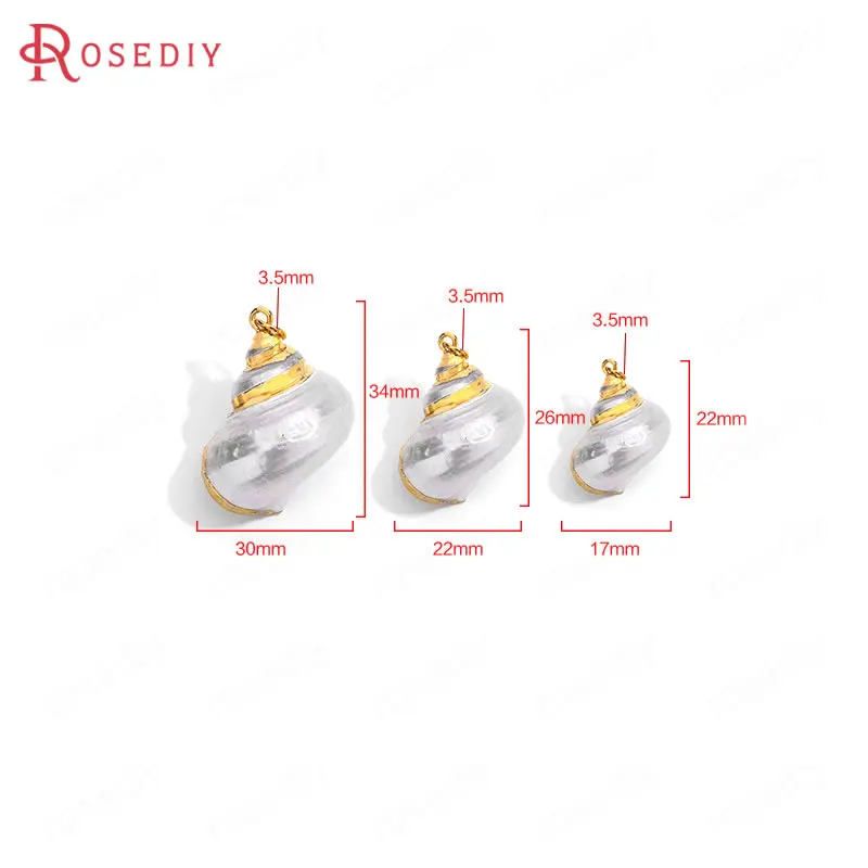 35853) 6 шт 24 К золотой цвет латунные крышки натуральные шармы в виде раковины подвески Высокое качество Diy ювелирных изделий Аксессуары