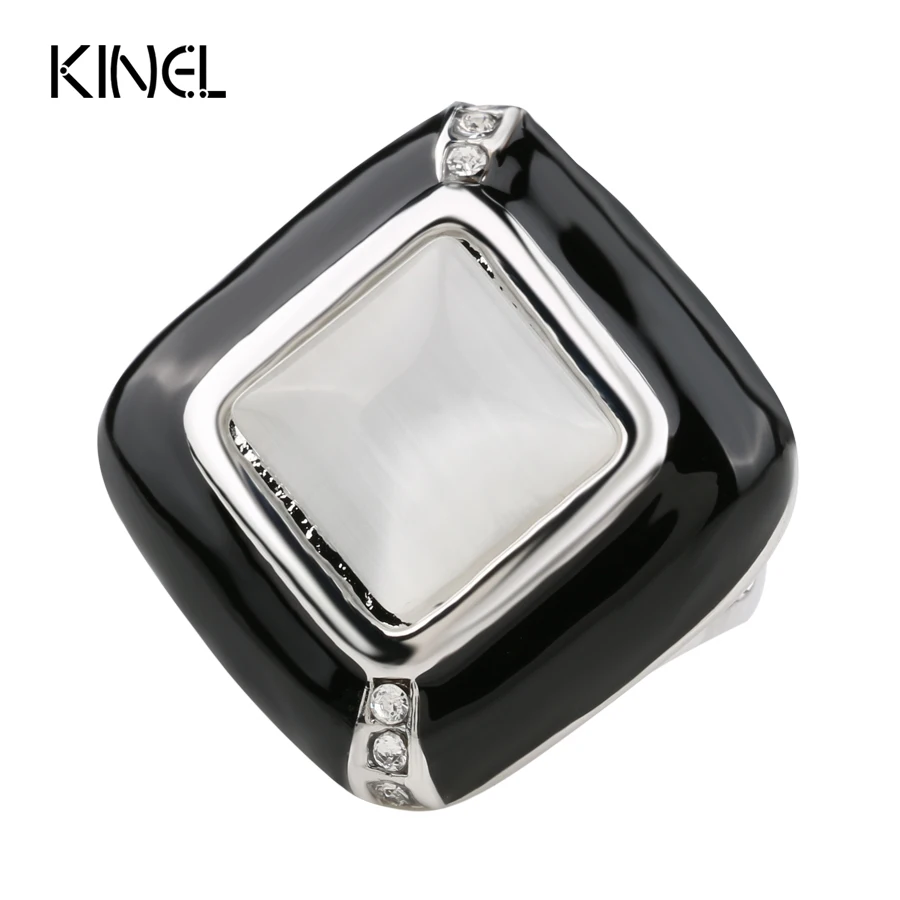 

Vintage Black Woman's Ring Fashion Punk Rock Color Silver Big Engagement Rings For Women Party Jewelry Accessories