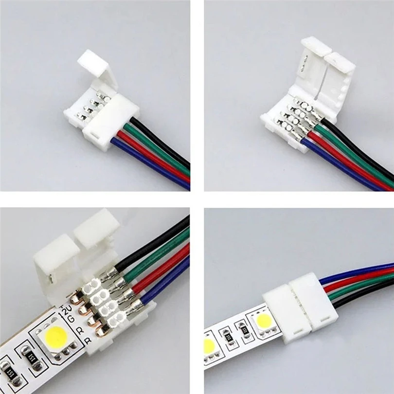 10 шт 10 мм 4 контактный вилка розетка PCB соединительный кабель с разъемом кабеля для RGB 5050 3528 Светодиодные ленты s Управление кабель для Светодиодные ленты света ленты, 20