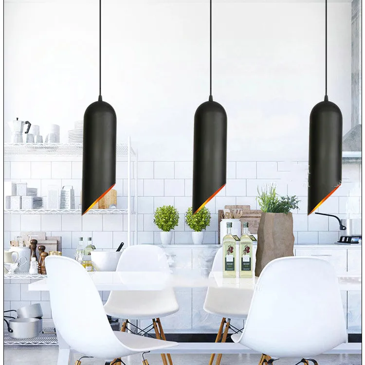 Современный цилиндрический длинный баррель черный подвесной светильник простой промышленный книжный магазин освещение кафе бар ресторан кухня подвесные лампы