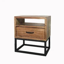 Loft industrial Style American retro bedside table wrought iron wood bedside cabinet simple mini phone side table corner table american country wrought iron wood console table desk side table living room entrance metal crafts