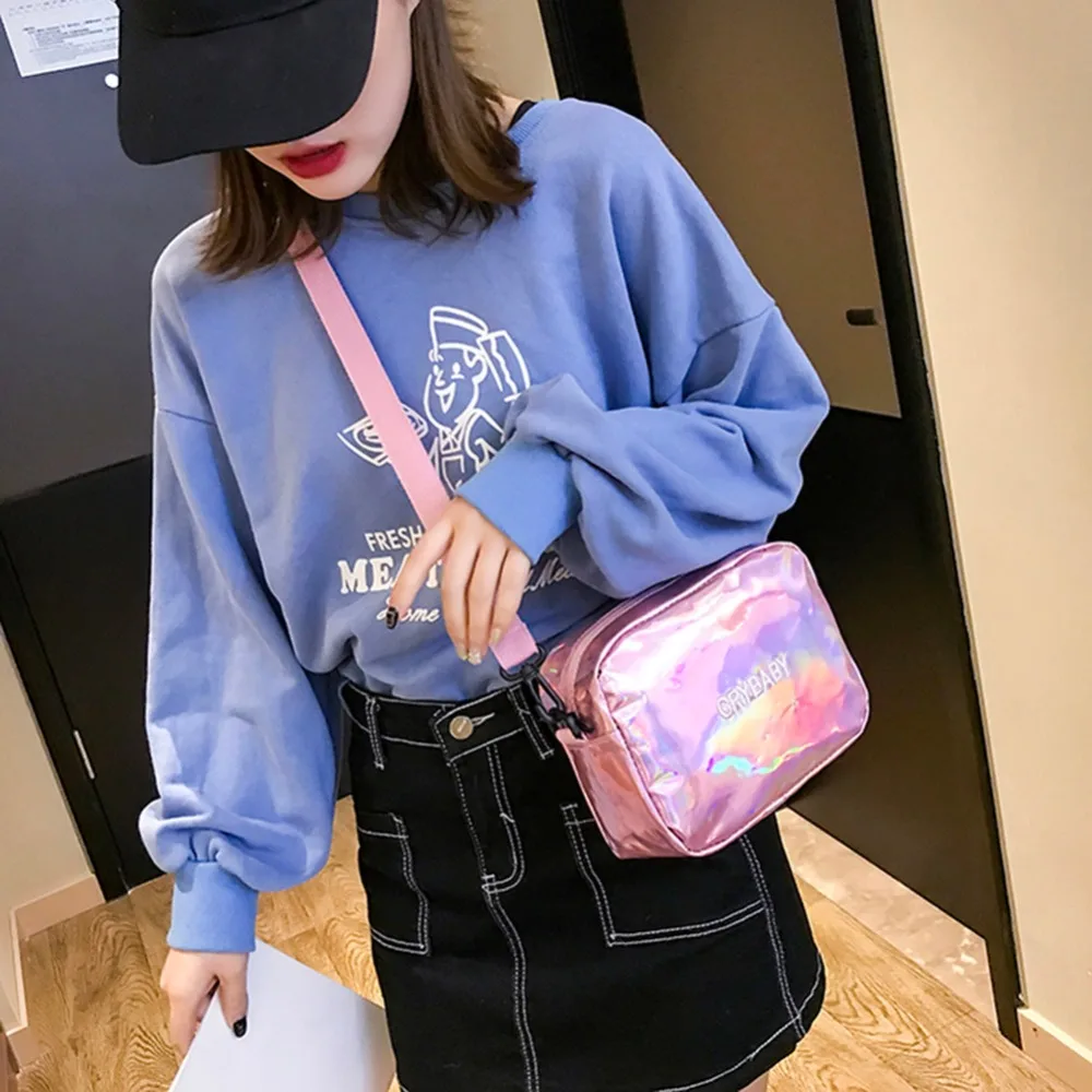 الفتيات ليزر صغير Crossbody حقيبة المرأة أزياء الصيف جديد الشارع عارضة مربع سستة رسول حقيبة كتف torebki damskie 2019