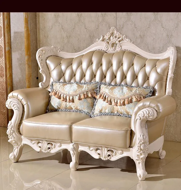 Высокое качество Европейского антикварного гостиной диван мебель натуральная кожа установить 1054