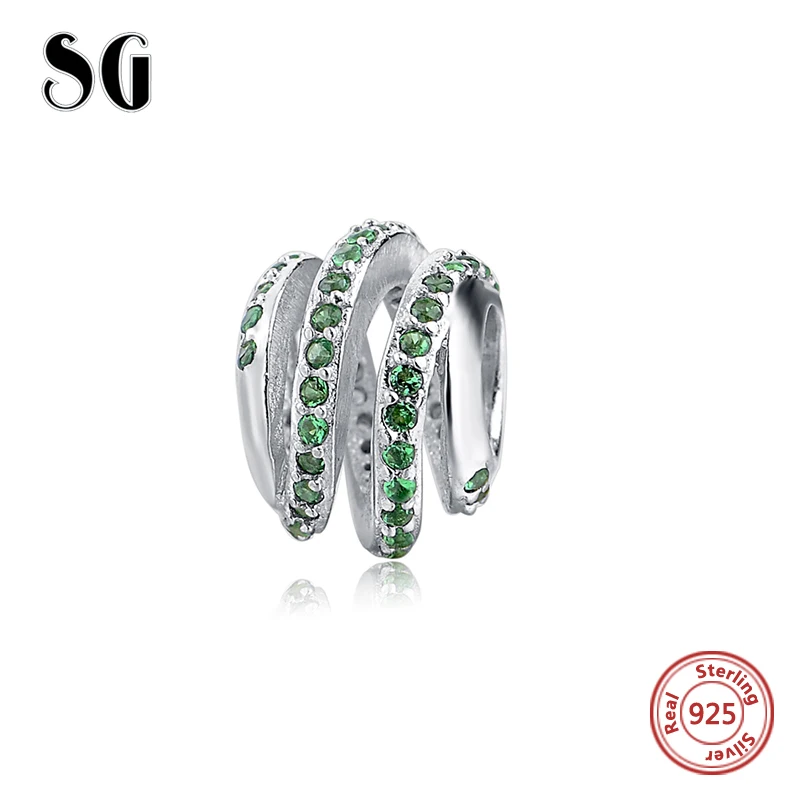 

Silver 925 Original Antique Dazzling green zircon Charms fit Sterling silver Bracelet European Pendant Beads Jewelry women Gift
