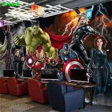 Custom 3D Avengers Photo Wallpaper Hulk Iron Man Captain America Mural Boys Bedroom Any Size Mural