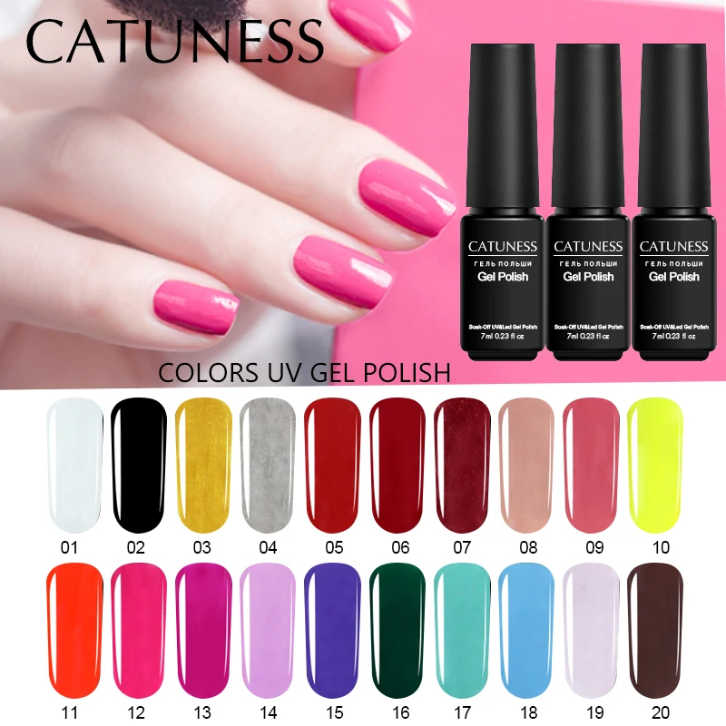 

CATUNESS Semi-Permanent Poland UV Gel Nail Polish 29 Colors Soak-Off Lucky Varnish long-Lasting Top and Primer Glue Paint
