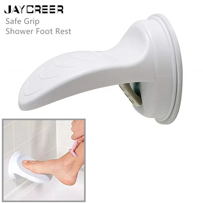

JayCreer Suction Cup & Non-Slip Sticker Safe Grip Shower Foot Rest Shaving Bathroom Shower Foot Step for Woman
