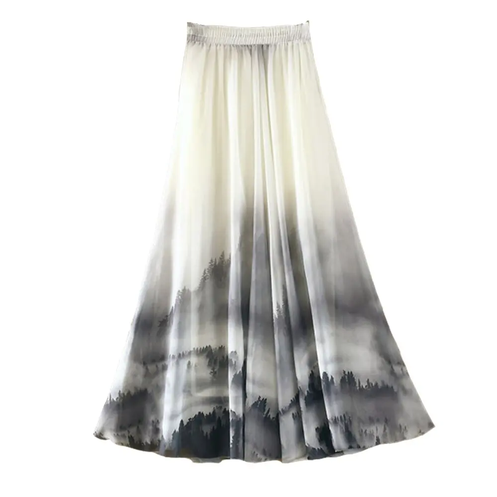 Длинная шифоновая юбка в богемном стиле, качественная женская летняя одежда с красочным принтом, пляжная мода, бохо, повседневные элегантные юбки макси