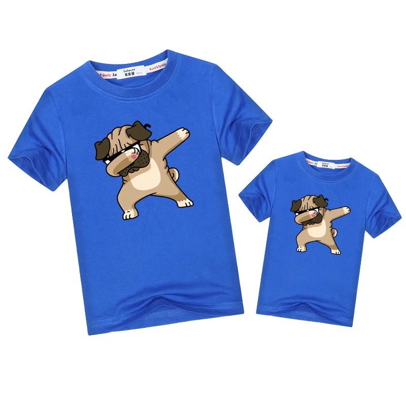 Dab/футболка одинаковые футболки для всей семьи с забавным Мопсом одинаковые комплекты для папы, мамы и ребенка футболки с короткими рукавами для папы, мамы и ребенка