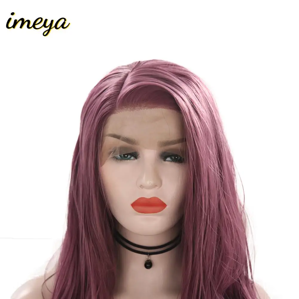 Imeya 24 ''модный розовый оранжевый фиолетовый кружевной передний парик длинные