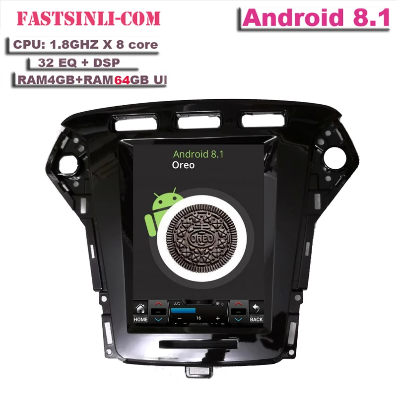 Flash Deal 64GB Android8.1 Tesla style Car GPS Navigation for Ford Mondeo 2011-2015 yea screen GPS multimedia radio navigaton system 0
