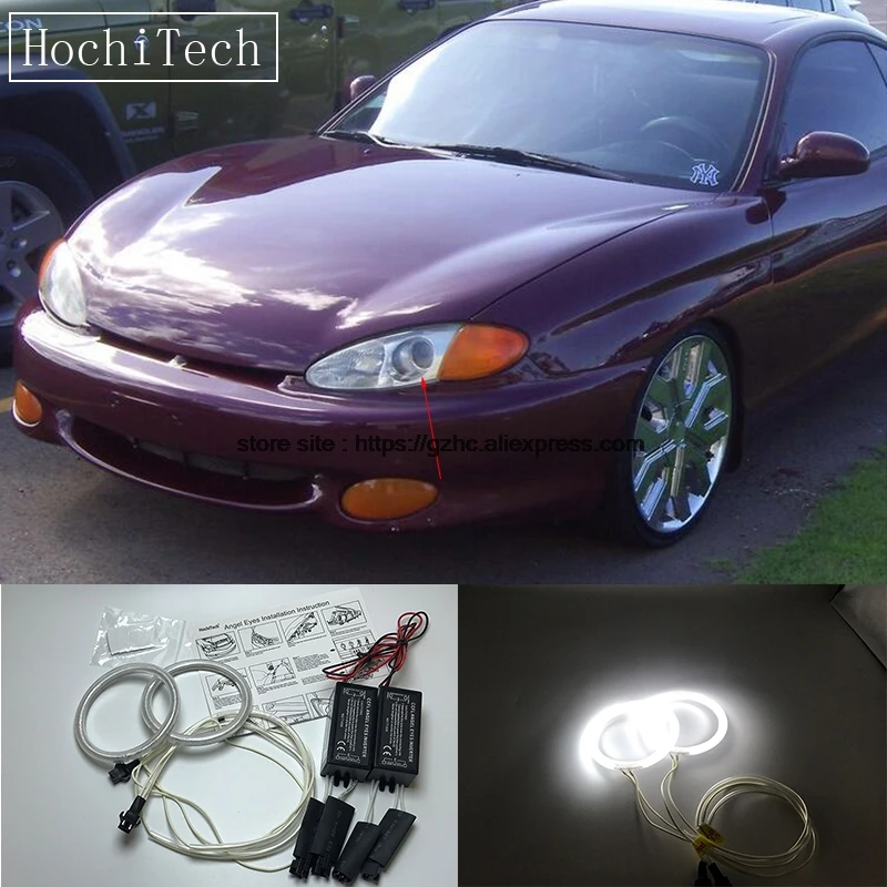 

HochiTech For Hyundai Tiburon Coupe RD1 J2 F2 Ultra Bright Day Light DRL CCFL Angel Eyes Demon Eyes Kit Warm White Halo Ring
