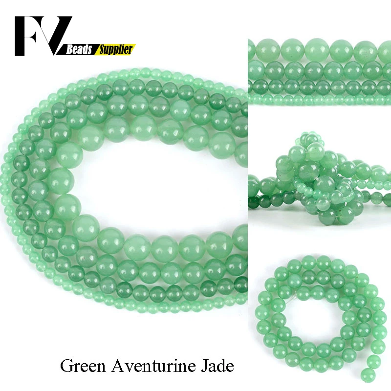 

4 6 8 10 12 Round Green Aventurine Jades Beads Natural Stone Gem Beads For Diy Jewelry Making Bracelet Necklace Accessories 15"