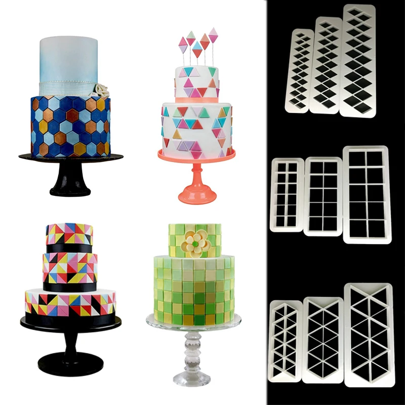 

Baking Tools Hot Sale Kitchen Supplies Cake Decorating 3PCS/Lot Fondant Mold Cookie Cutter Geometry Cake Mold Food Grade