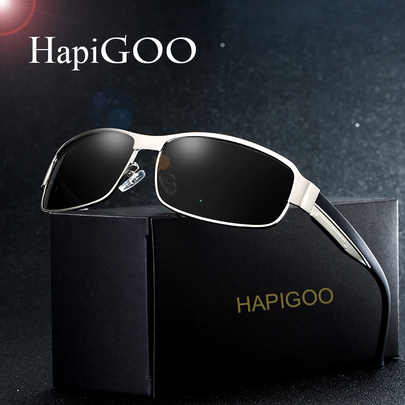 

HAPIGOO Fashion Retro Vintage Brand Designer Men's Polarized Sunglasses Men Driving Sun glasses For Mens Wrap Eyewear UV400