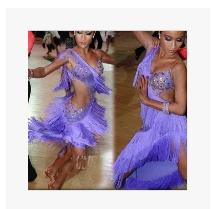 

2018 Latin Dance Dress Hot Sale Real Latin Fringe Dress Customized Women Dance Tassels With Rhinestone High Quality Free By Dhl