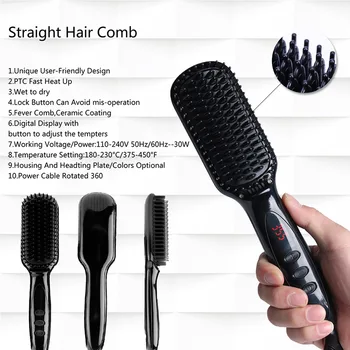 

LCD Quick Beard Straightener Styler Comb Ionic Multifunctional Hair Curling Curler Show Cap Tool Electric Hair Styler for Men