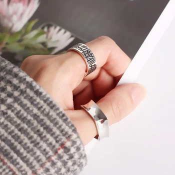 

8mm Width Punk 925 Sterling Silver Smooth Modern Statement Rings Girls Women Geometric Contemporary Square Ring Graduation Gifts