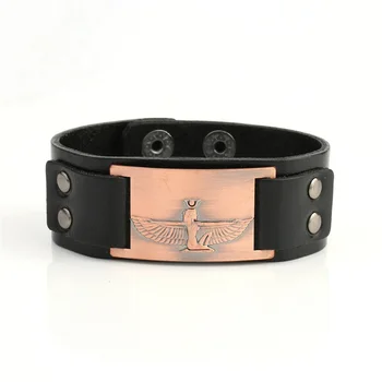 

5PCS Viking Charm Leather Snap Button Bracelets Cleopatra Wig Egyptian Leather Adjustable Bangle For Men Women Jewelry