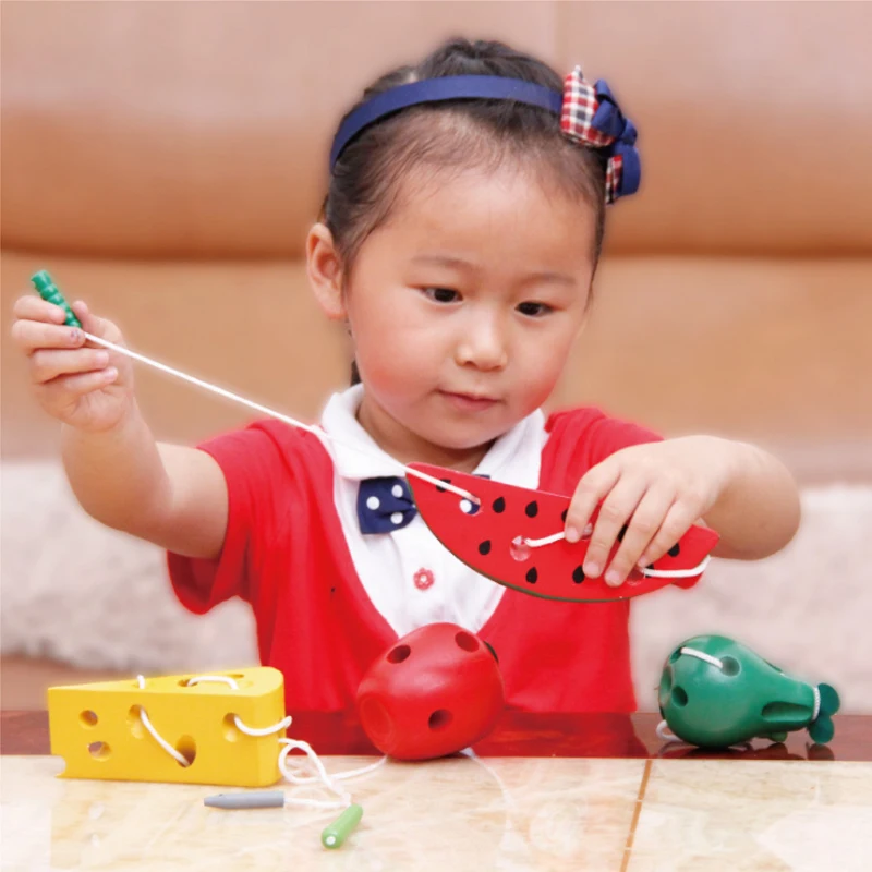 Деревянные Обучающие игрушки Монтессори, веселая деревянная игрушка, червь, едят фрукты, яблоко, груша, обучающее устройство для раннего обучения, детская игрушка, подарок для детей