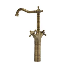 Античная латунь двойные крестообразные ручки поворотный для ванной для кухни для раковины бассейна кран смесители anf003