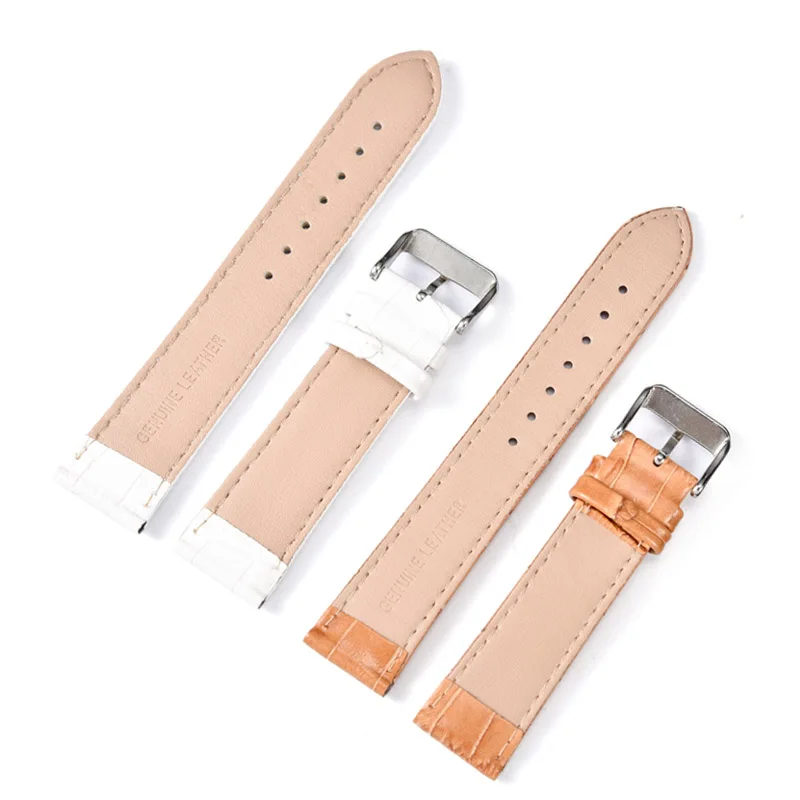 Дизайн кожаный ремешок для часов 20 мм 24 мм ремешок на часы аксессуары для браслетов белый коричневый для мужчин и женщин Ремешки для наручных часов для бренда