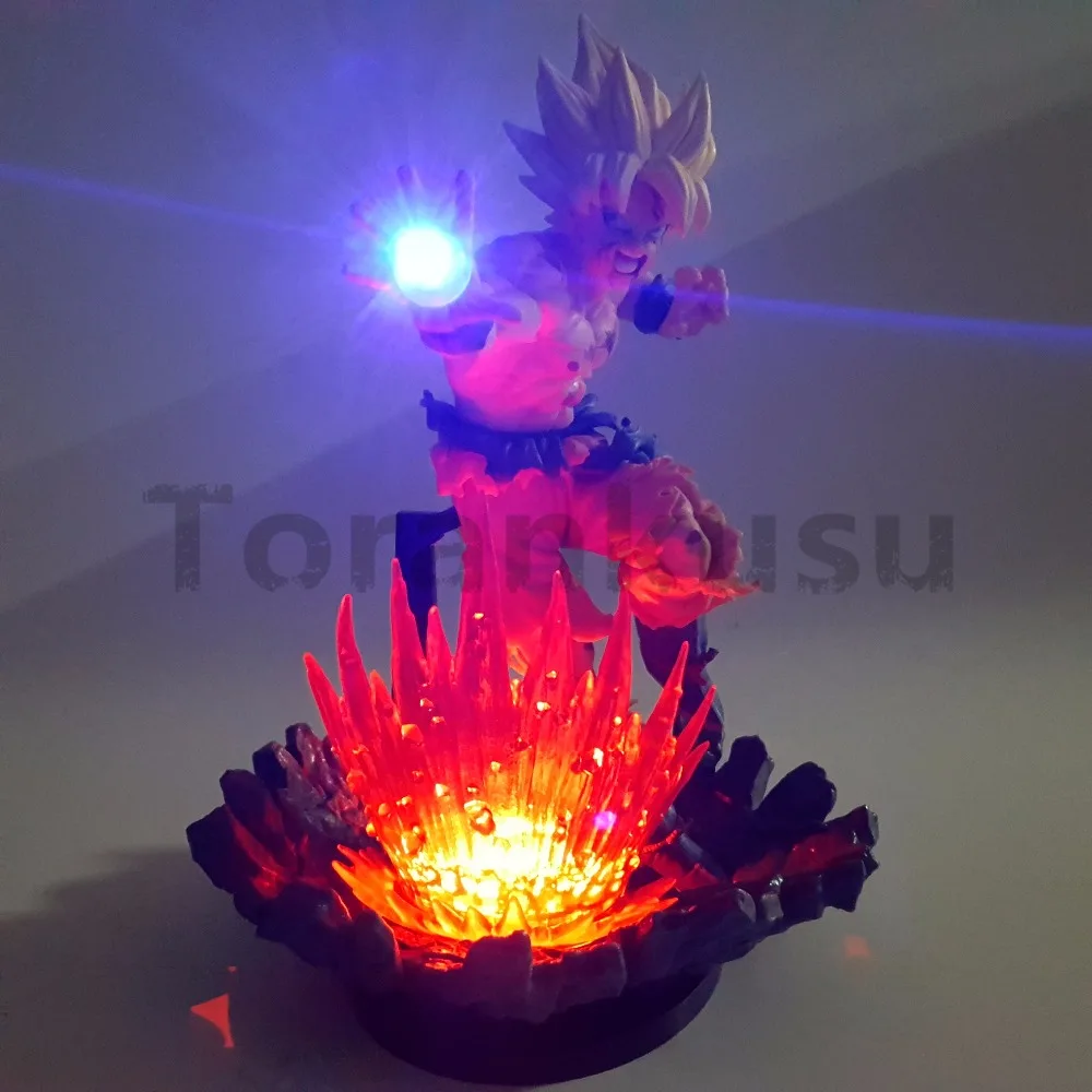 Dragon Ball Z фигурка Сон Гоку Супер Saiyan Kamehameha Мощный светодиодный свет 150 мм аниме Dragon Ball DBZ